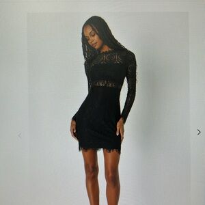 Black Lace Long Sleeve Dress - Appetite for Seduction